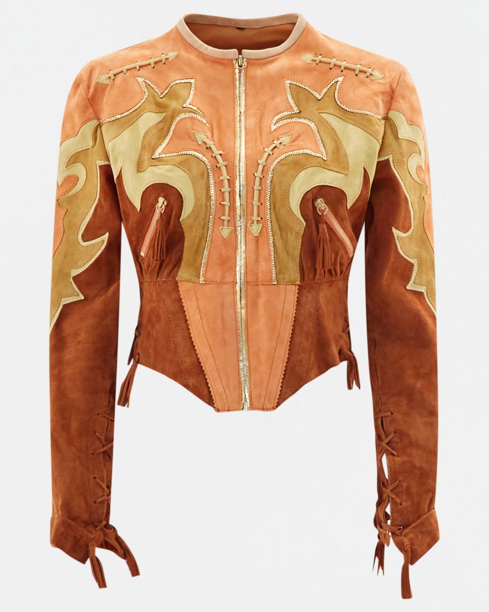 【美品】 roberto cavalli レザージャケットレディースM D8@6 Roberto Cavalli S/S 2004 lace-up corset suede crop jacket