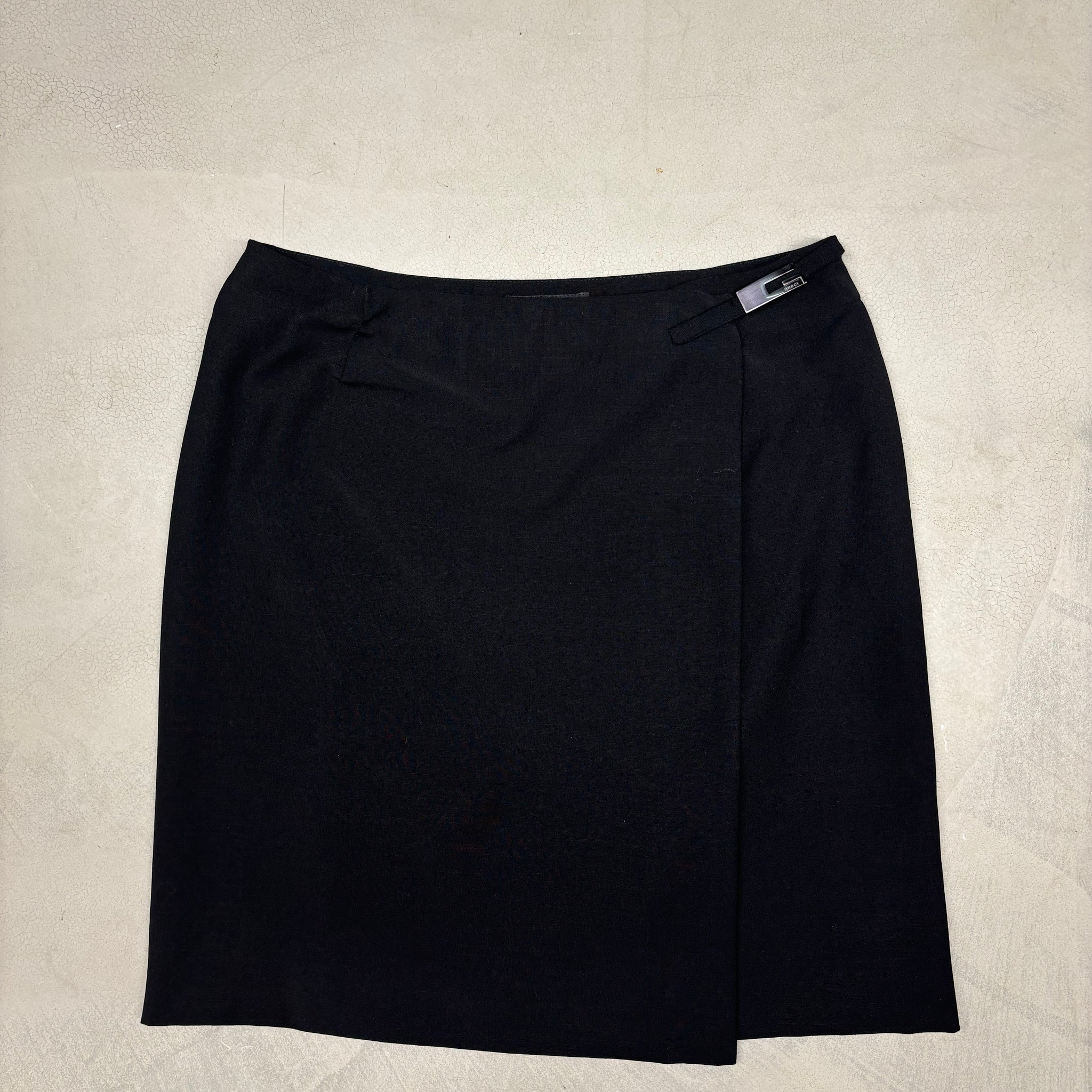 S/S 1998 black G buckle wrap skirt