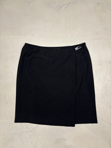 S/S 1998 black G buckle wrap skirt