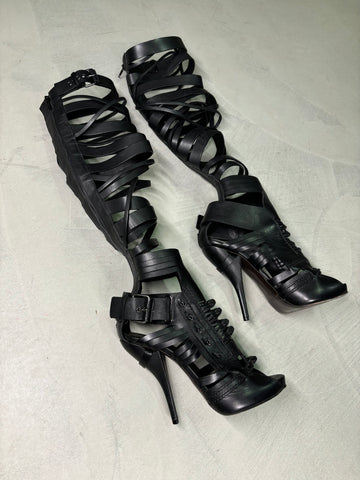 S/S 2008 Black Gladiator Bondage Boots