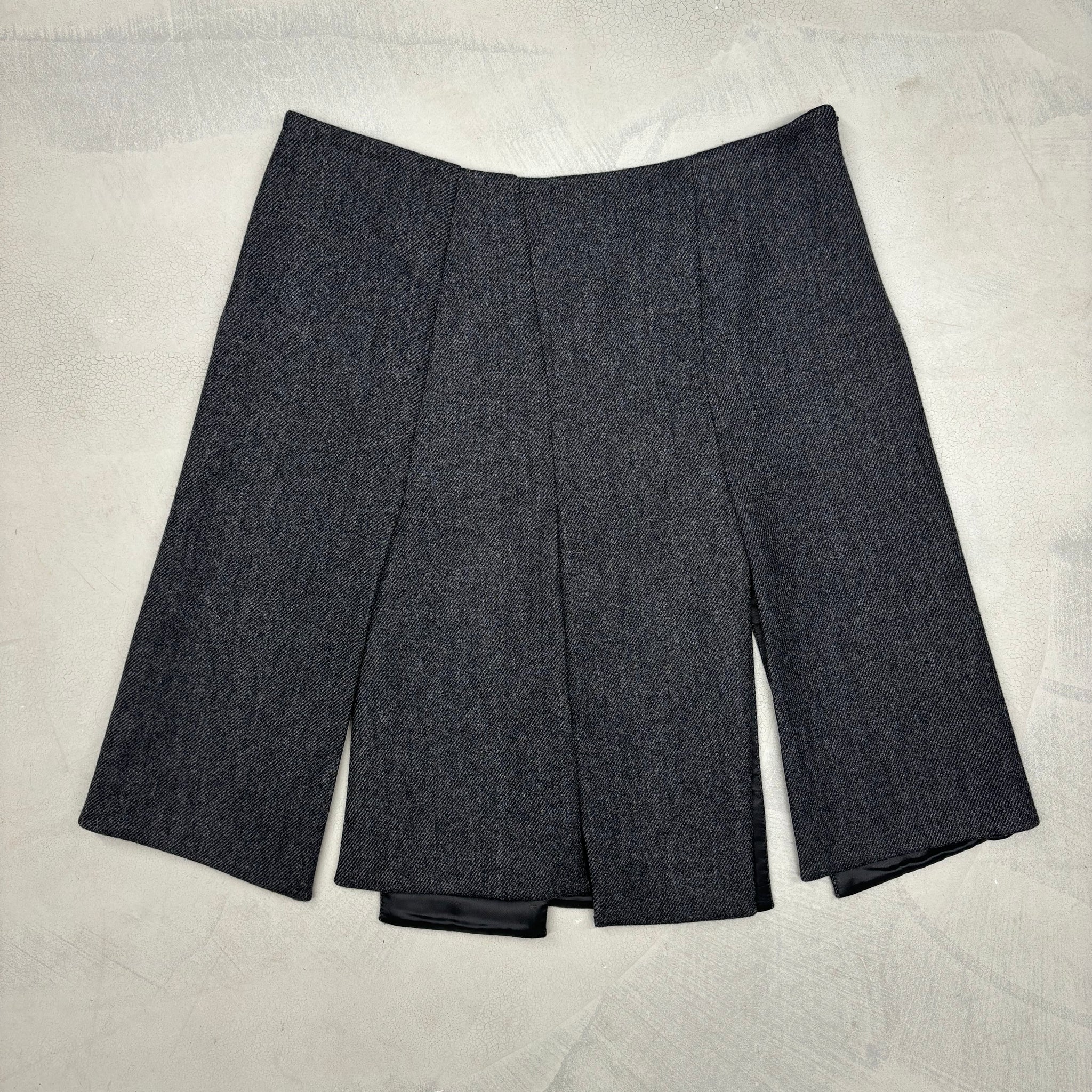 Fall Winter 1998 asymmetric paneled wool skirt