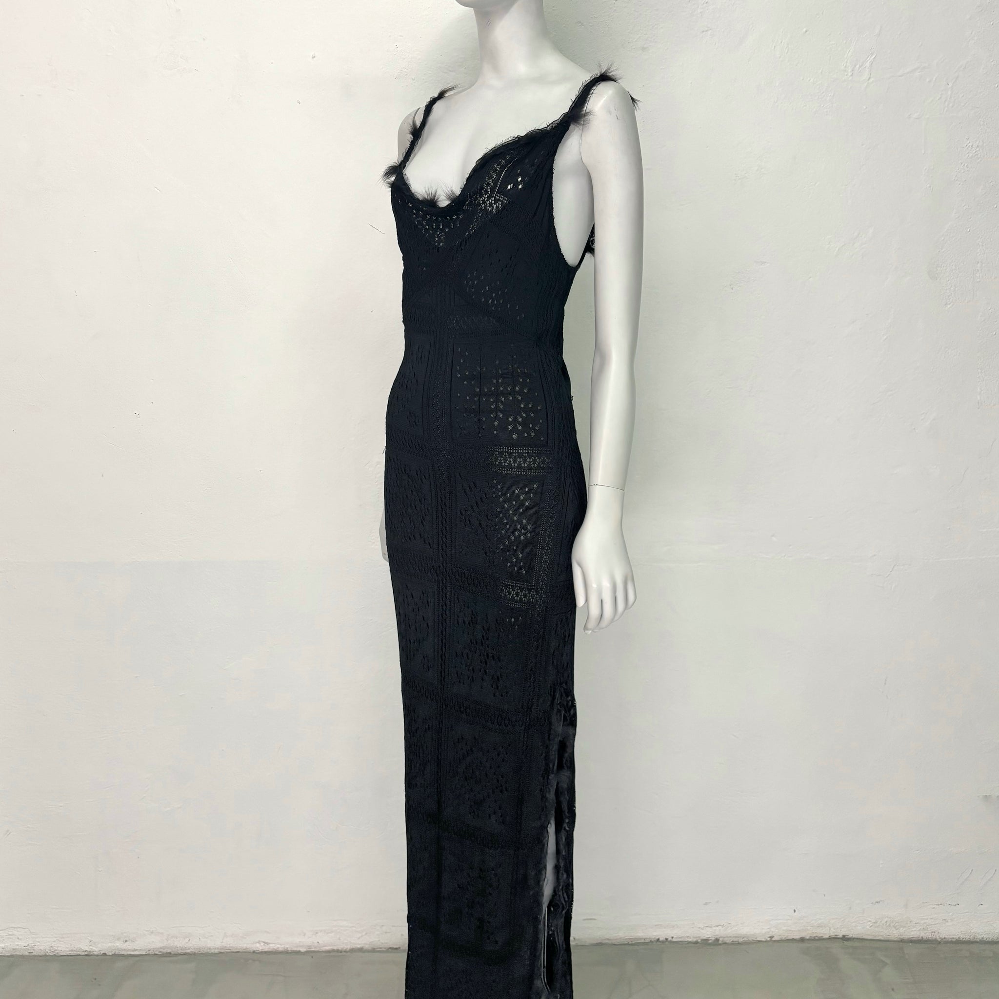 F/W 2001 black lace knit dress dress