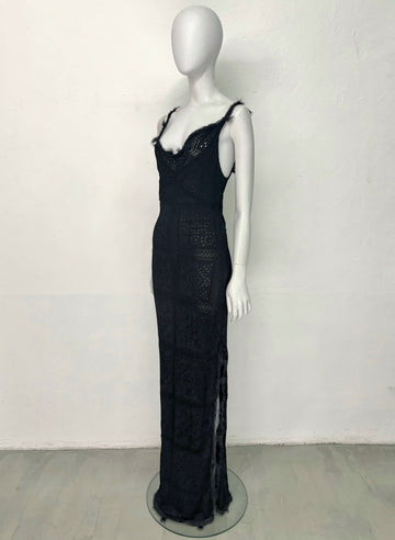 F/W 2001 black lace knit dress dress