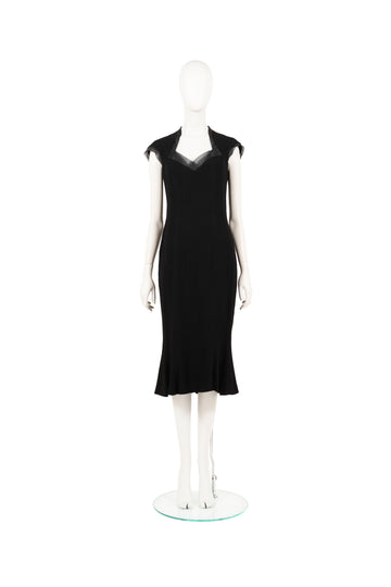 S/S 1998 black godet dress