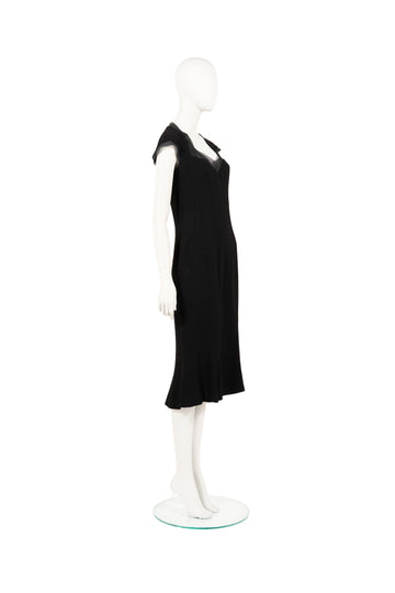 S/S 1998 black godet dress