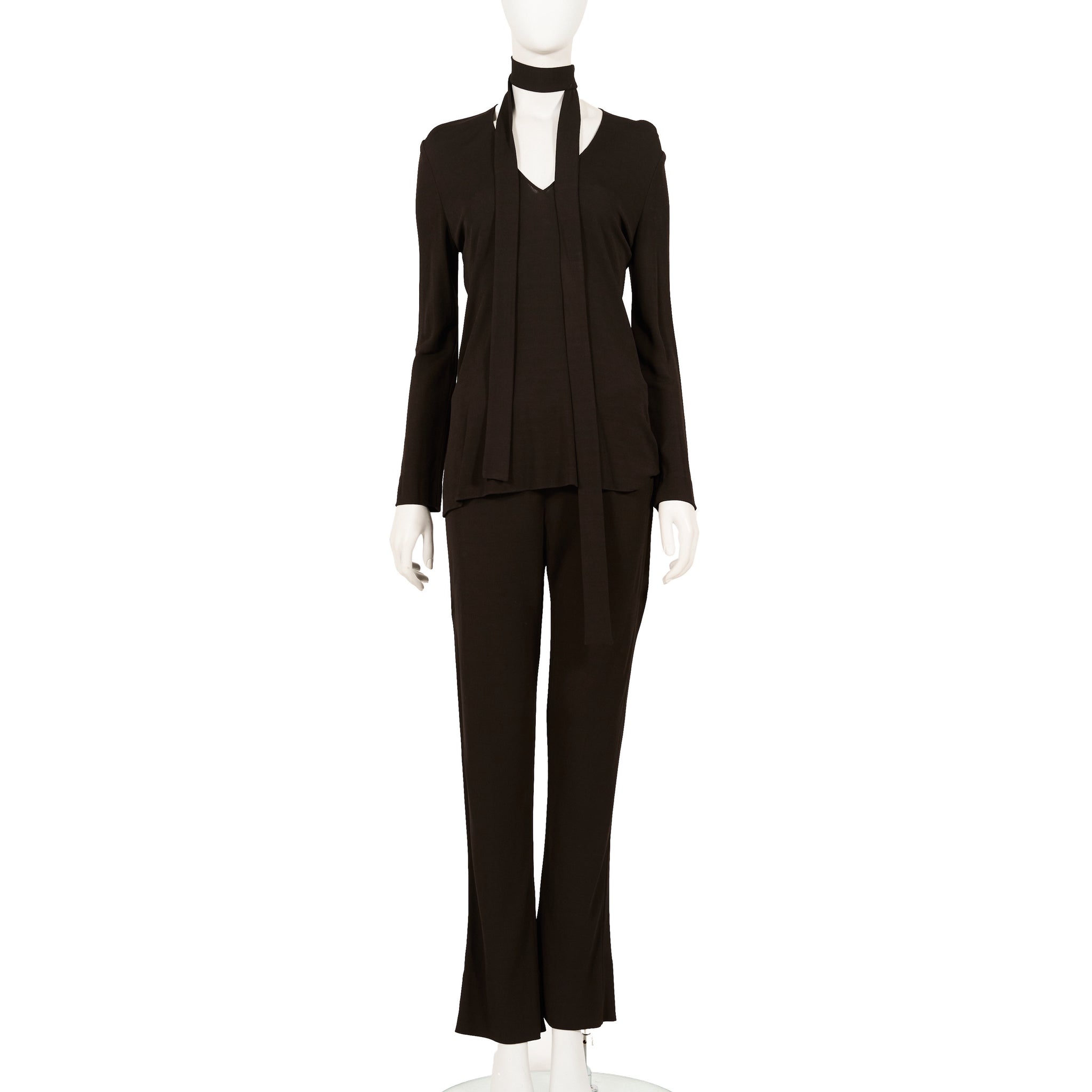 F/W 2001 brown viscose set + skinny scarf