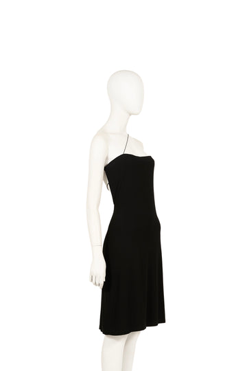 F/W 1997 black minimal spaghetti straps tube dress