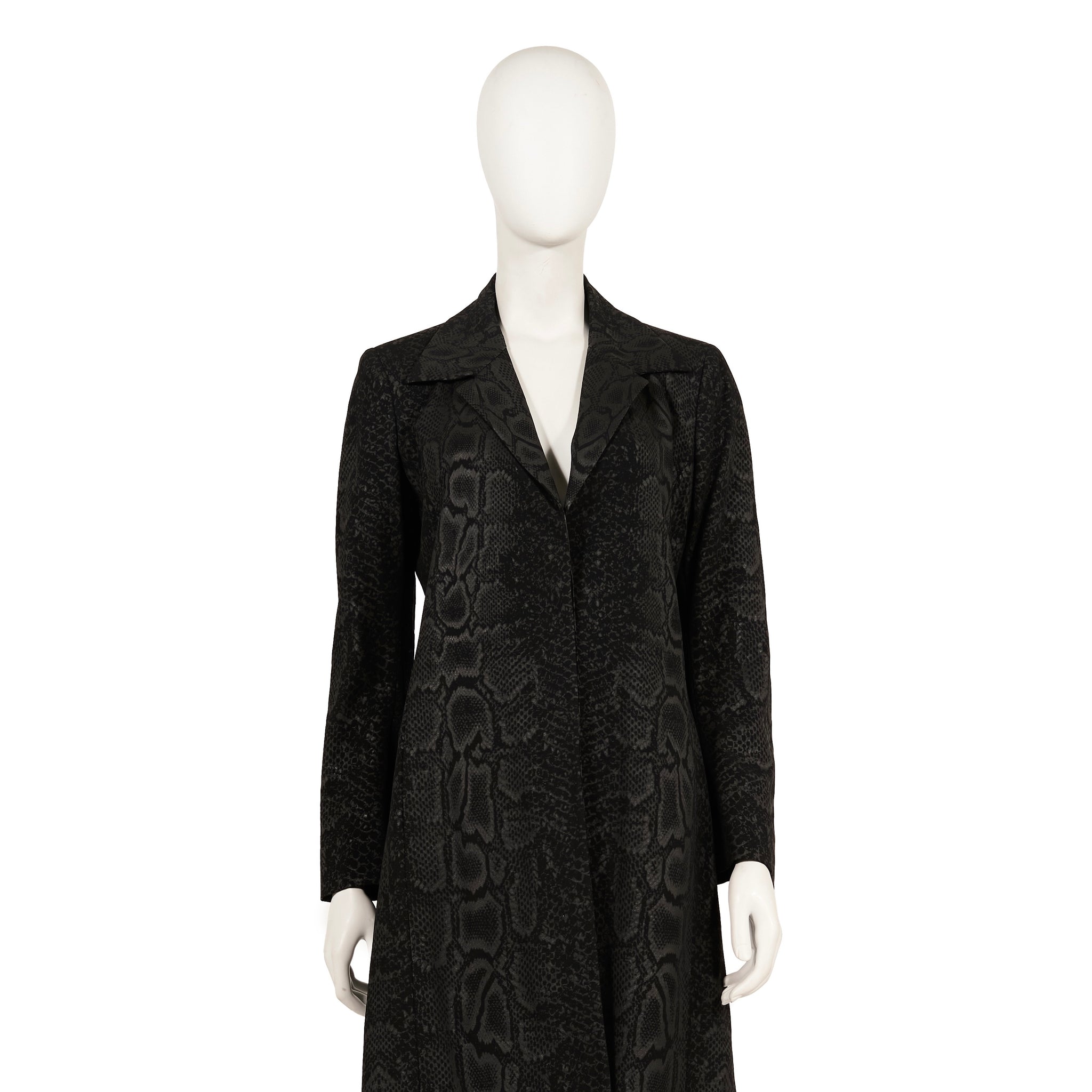 F/W 1998 black Snakeskin reflective print trench coat