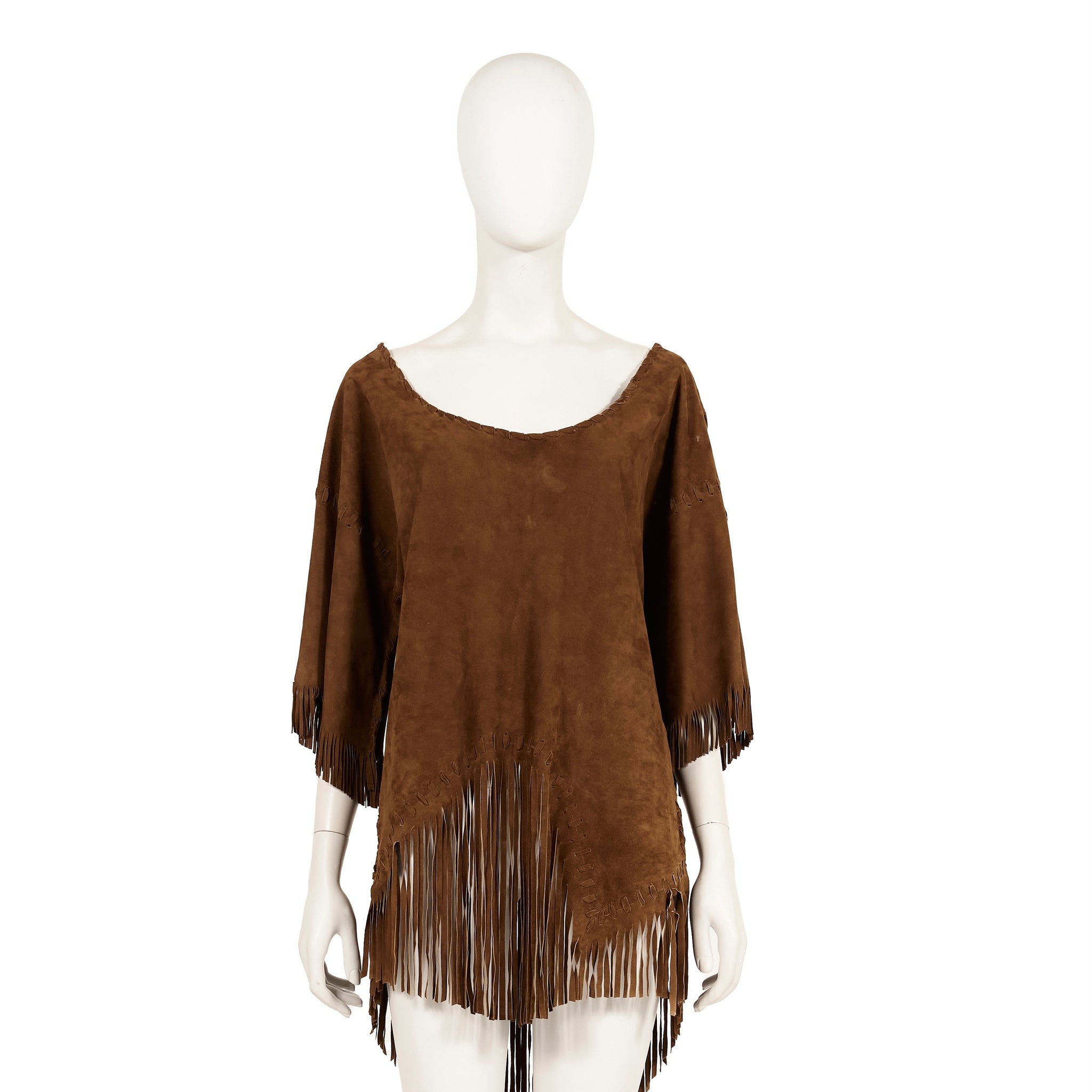 S/S 2011 brown suede asymmetrical fringe top