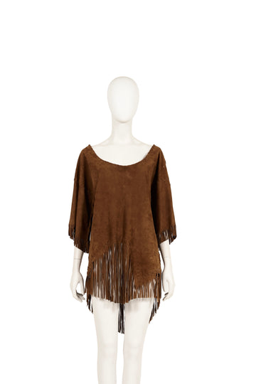 S/S 2011 brown suede asymmetrical fringe top