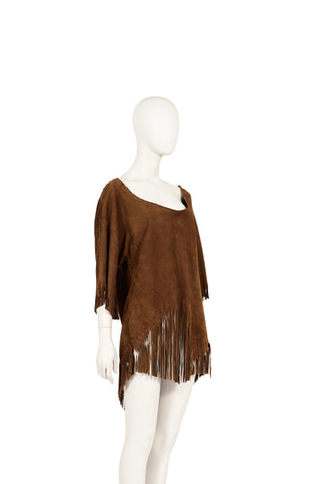 S/S 2011 brown suede asymmetrical fringe top