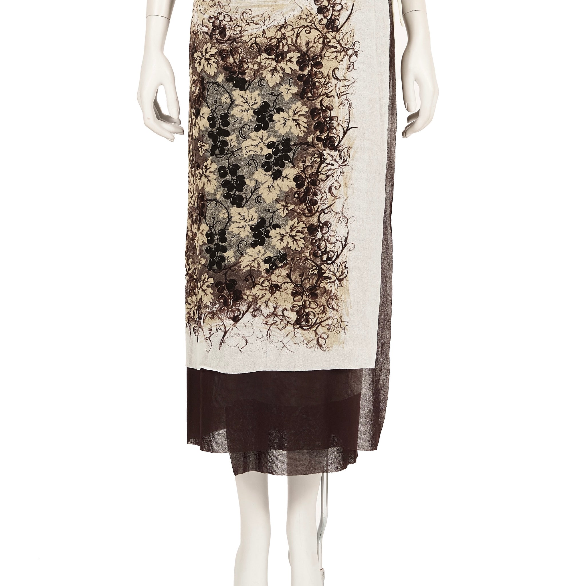 S/S 1999 grey/brown grape print sarong skirt