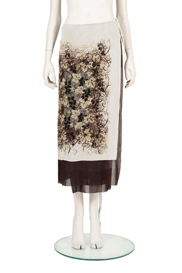 S/S 1999 grey/brown grape print sarong skirt