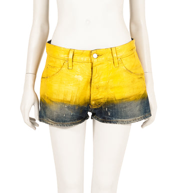 S/S 2010 yellow varnished denim shorts