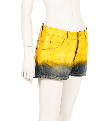 S/S 2010 yellow varnished denim shorts