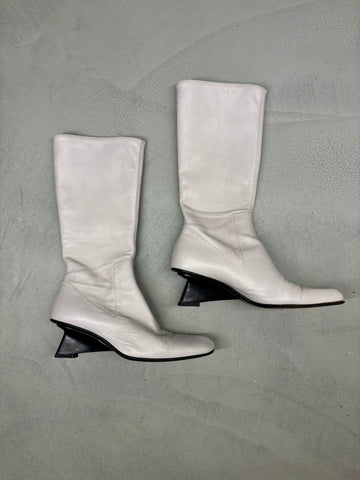 F/W 1998 light grey leather boots