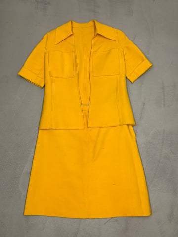 Vintage 1960's Jacket and skirt yellow set