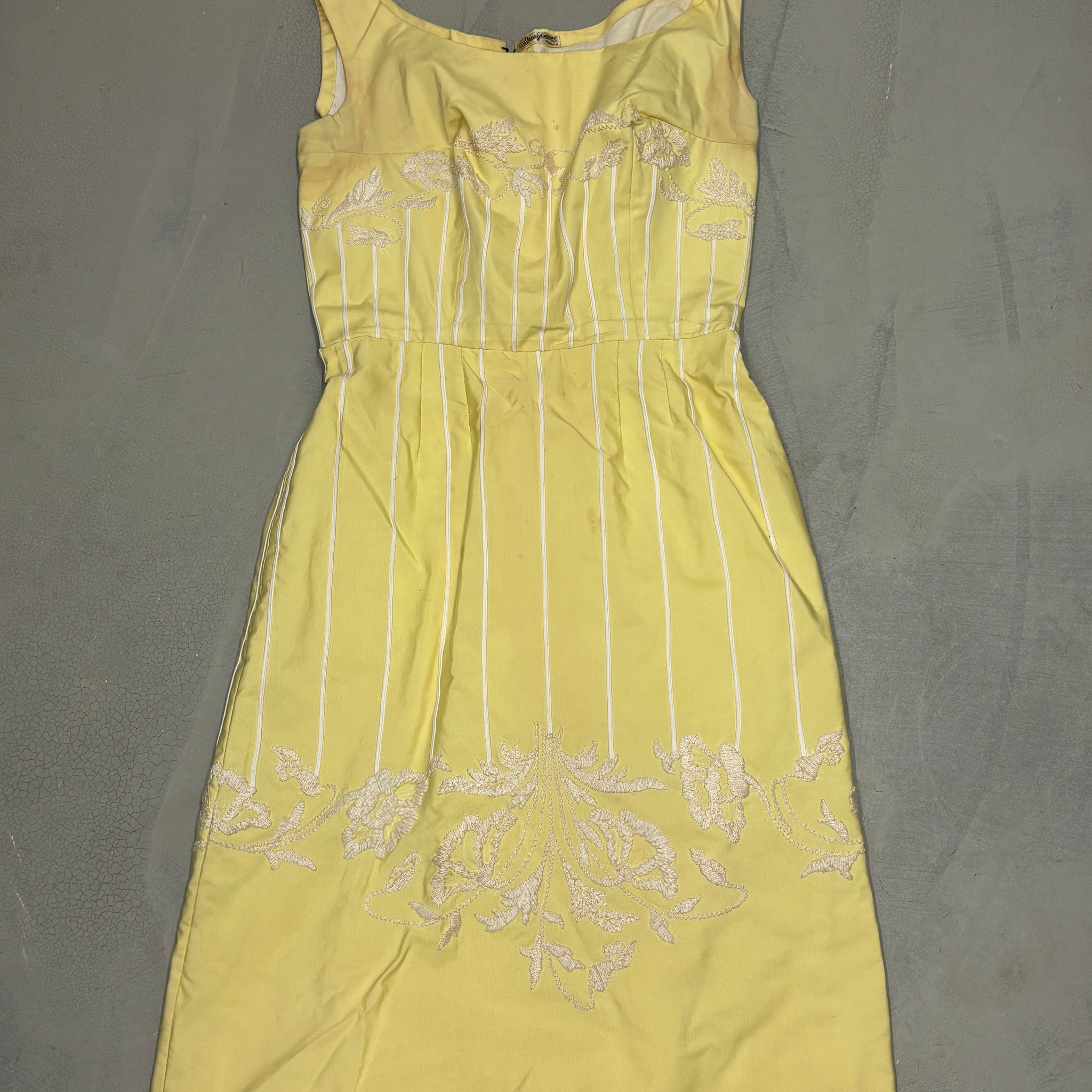 Vintage 1960's yellow embroidered dress