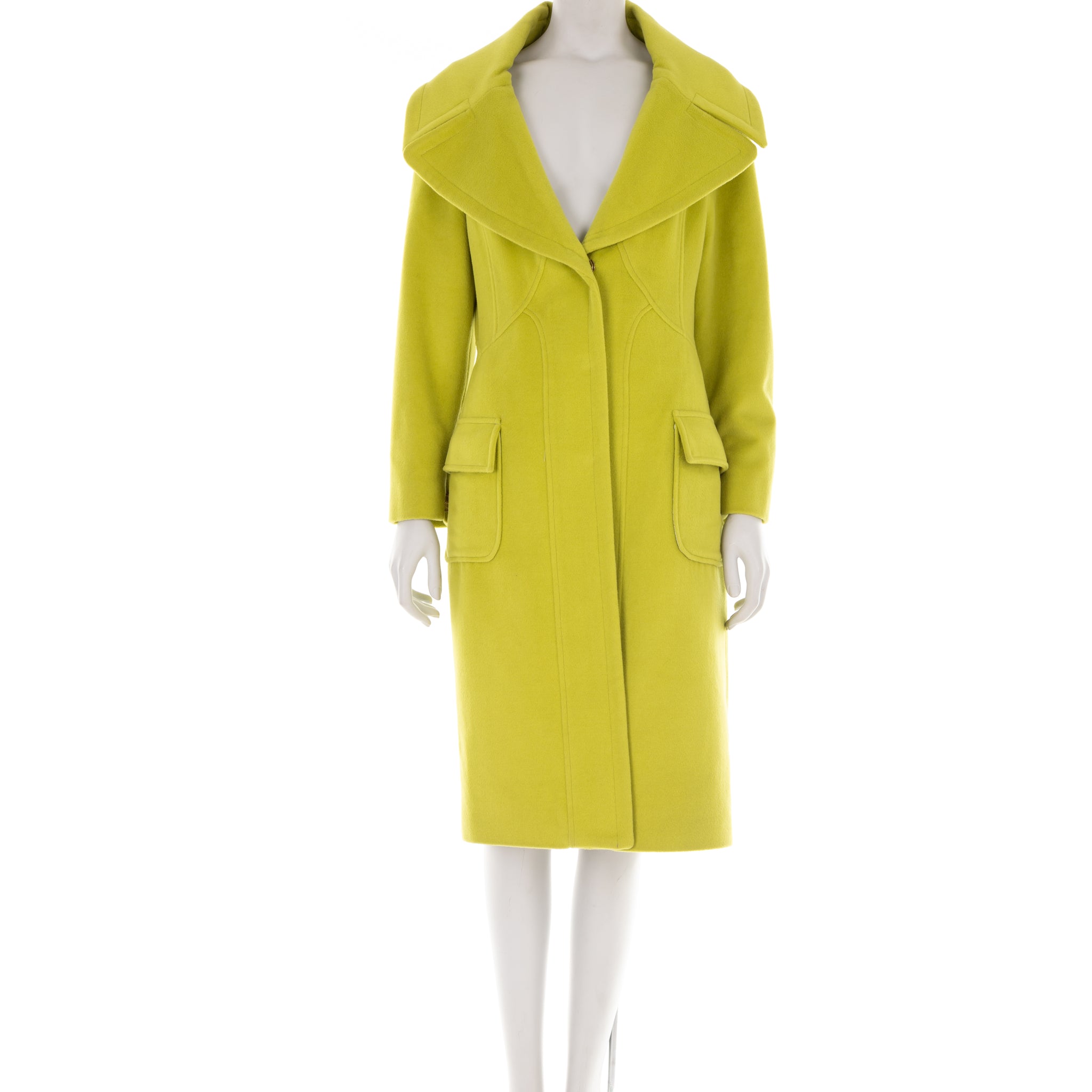 F/W 2005 green Angora wool paneled coat