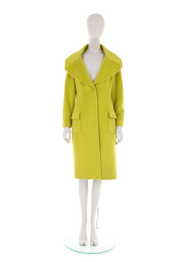 F/W 2005 green Angora wool paneled coat