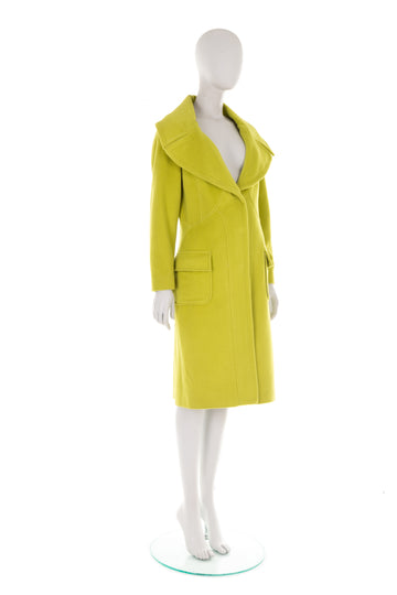 F/W 2005 green Angora wool paneled coat