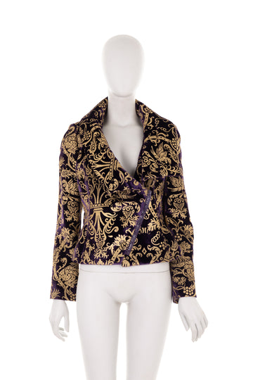 F/W 2006 purple velvet jacket with gold baroque motif