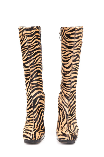 F/W 1999 Zebra pony hair platform boots