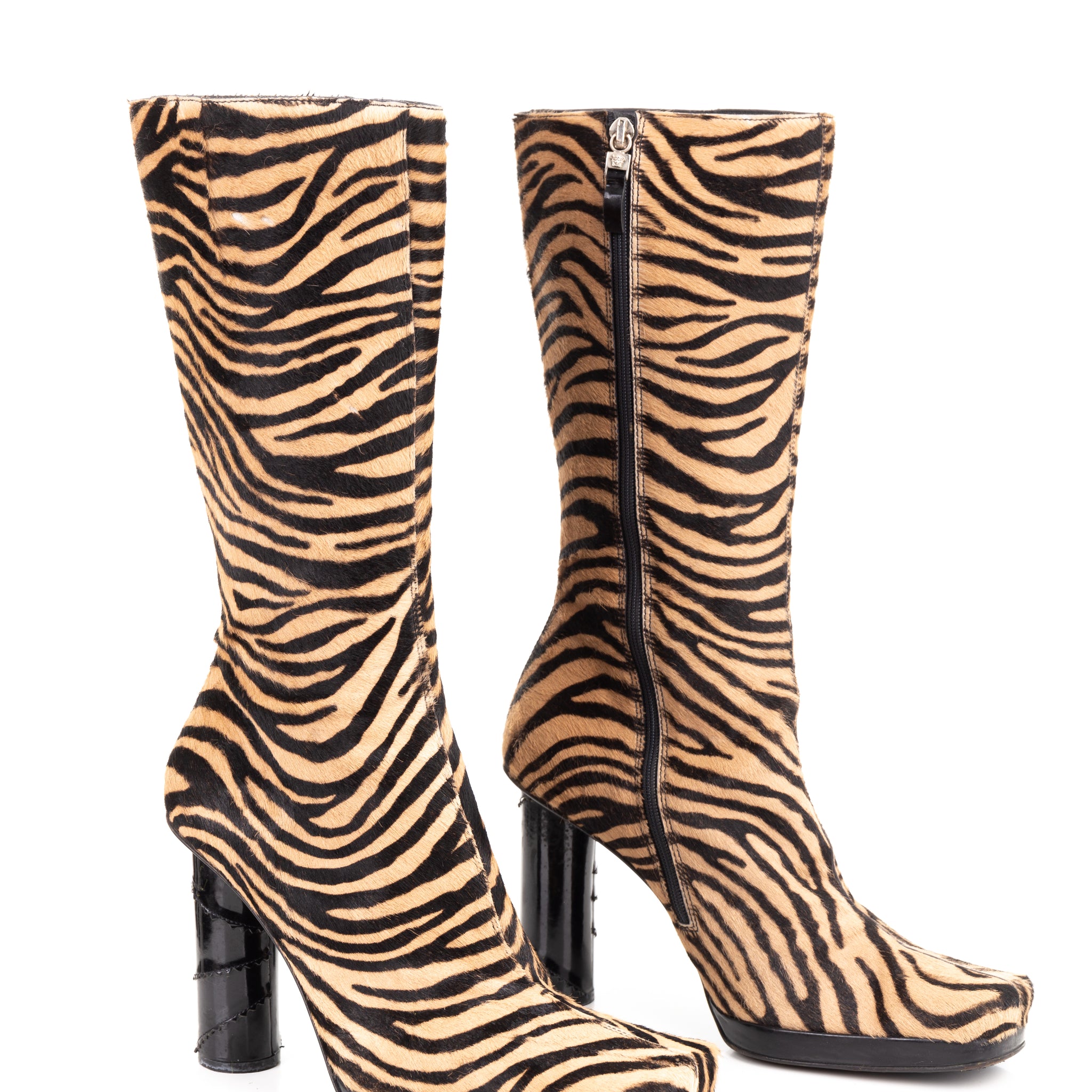 F/W 1999 Zebra pony hair platform boots