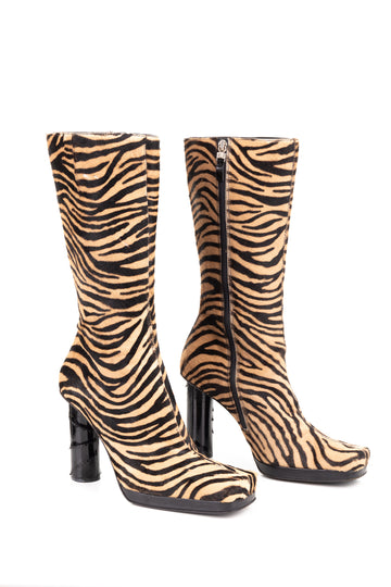 F/W 1999 Zebra pony hair platform boots