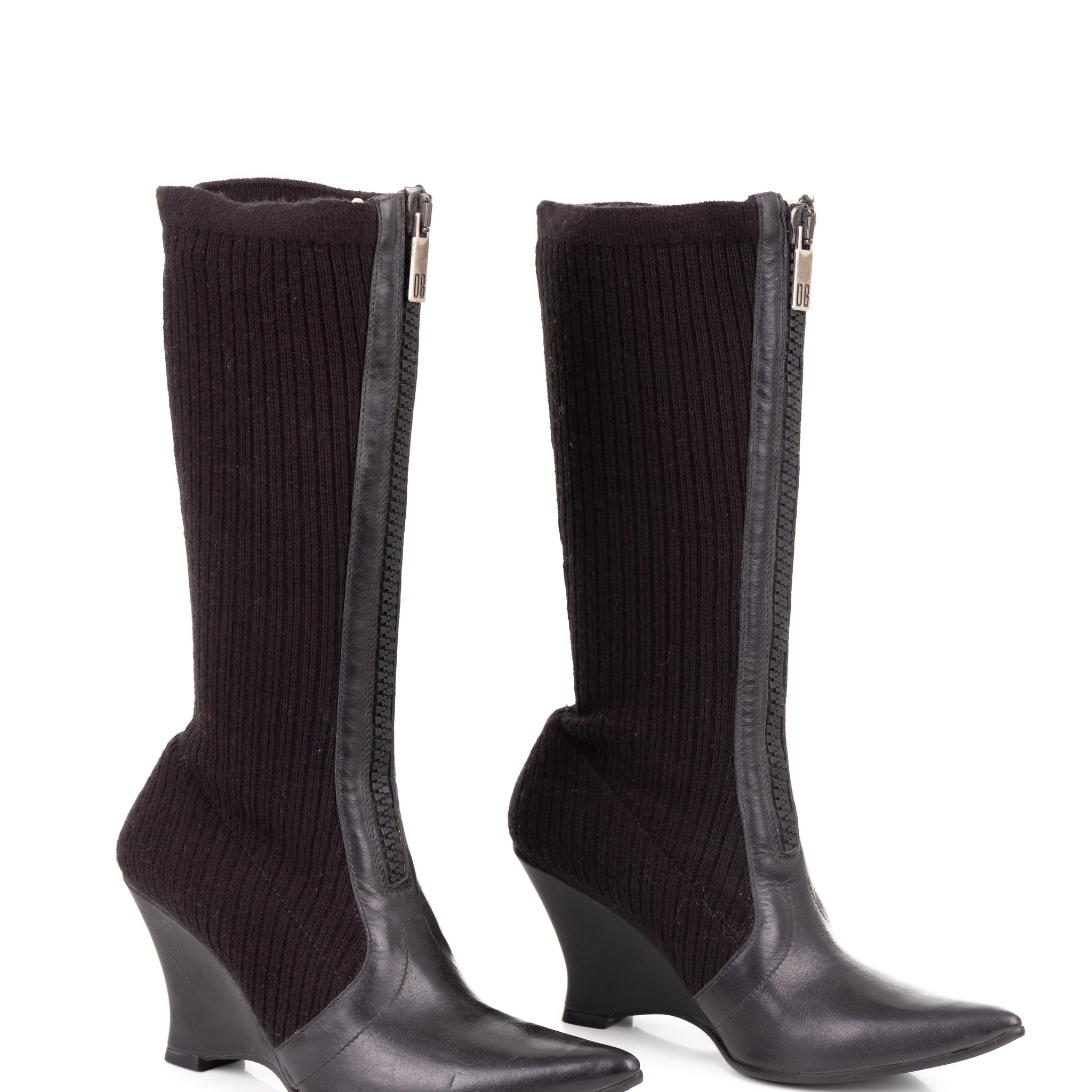 F/W 2003 rib knit wedge boots