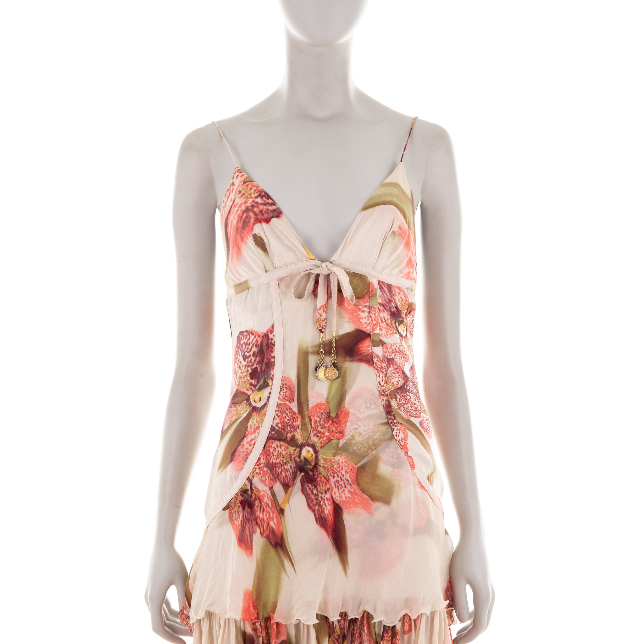 S/S 2004 pink Lily print silk mini dress