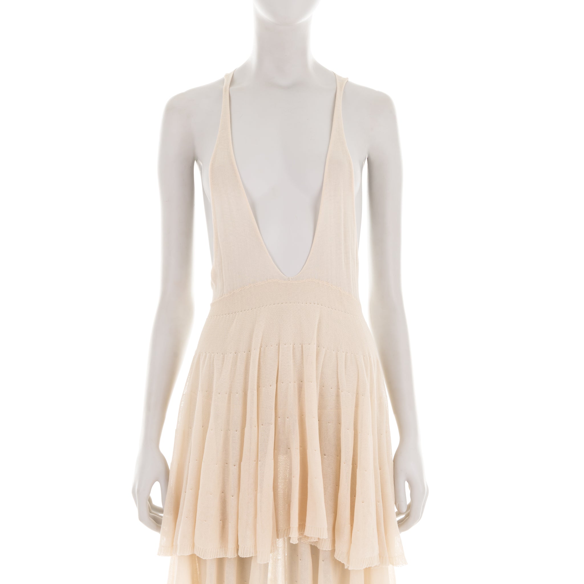 S/S 2006 cream plunging knit mini dress