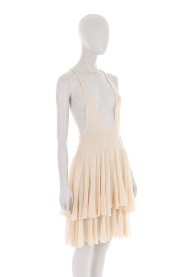 S/S 2006 cream plunging knit mini dress