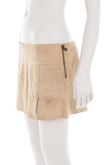 S/S 2001 low-rise distressed suede mini skirt