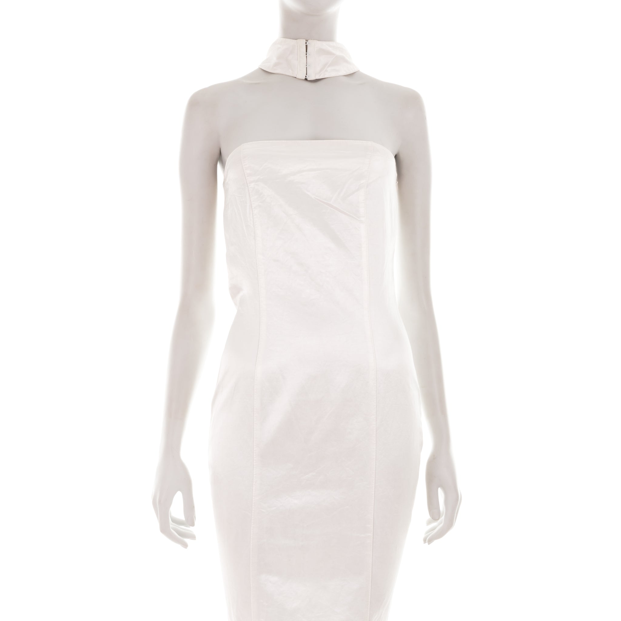 S/S 2004 white lace-up back halterneck dress