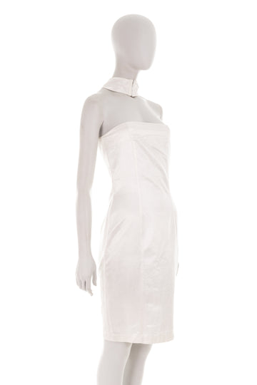 S/S 2004 white lace-up back halterneck dress