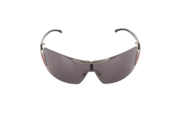 Embellished shield sunglasses with red logo, early 2000s