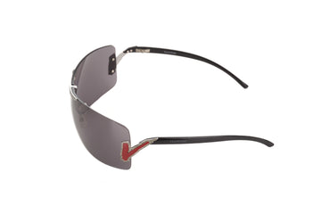 Embellished shield sunglasses with red logo, early 2000s