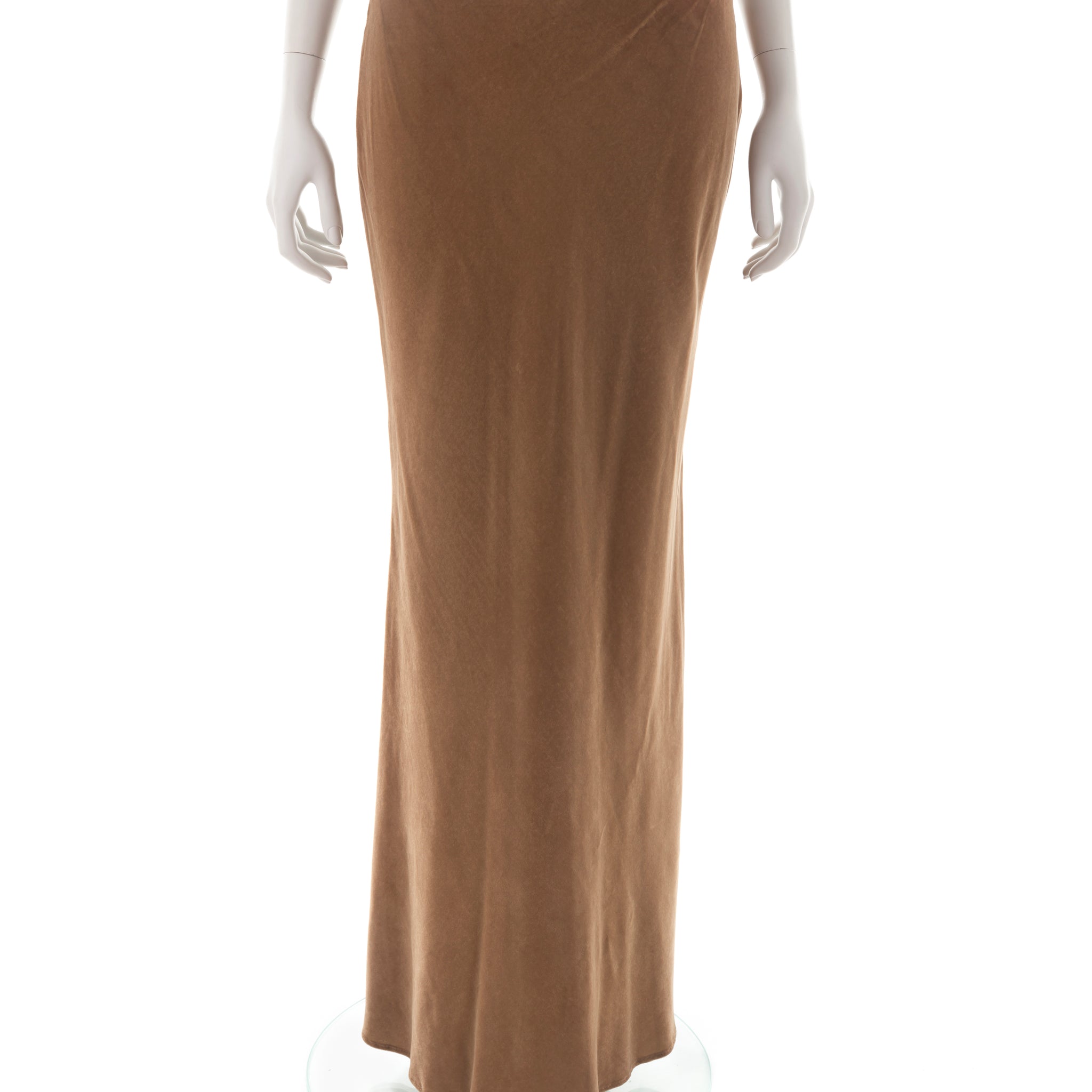 Low waist brown velvet maxi skirt, early 2000s