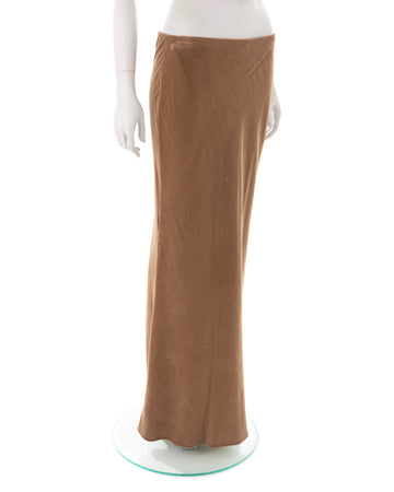 Low waist brown velvet maxi skirt, early 2000s