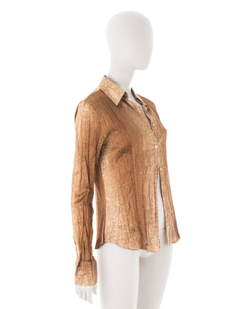 F/W 2004 brocade printed pleated shirt