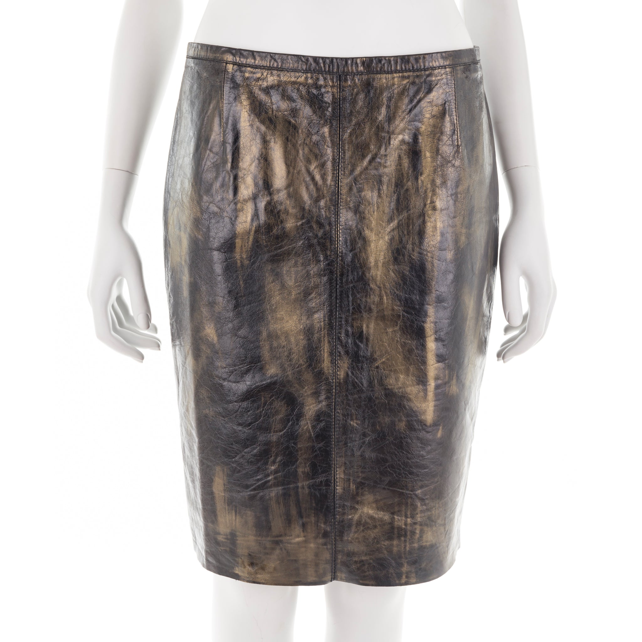 S/S 2001 brown metallic leather skirt