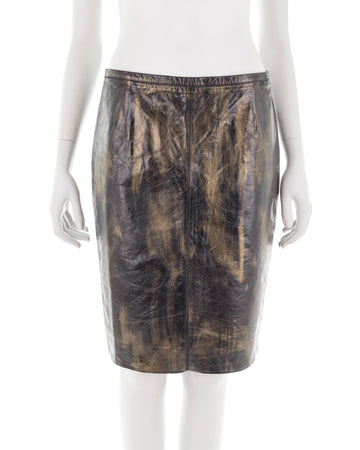 S/S 2001 brown metallic leather skirt