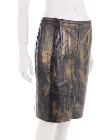 S/S 2001 brown metallic leather skirt