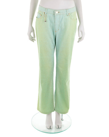 S/S 2000 green/aqua ombre glitter jeans