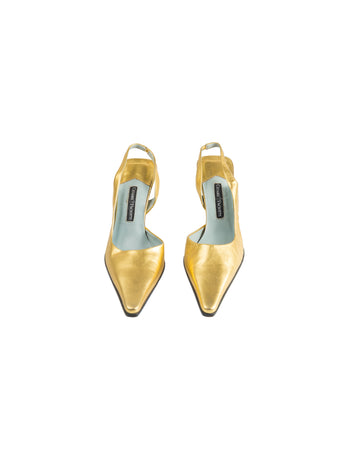 Gold metallic leather slingbacks, early 2000s