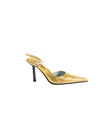 Gold metallic leather slingbacks, early 2000s