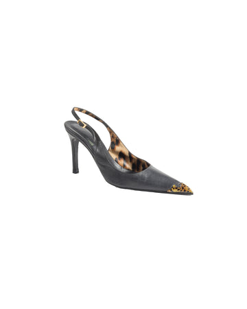 F/W 2001 black slingbacks with cheetah toe