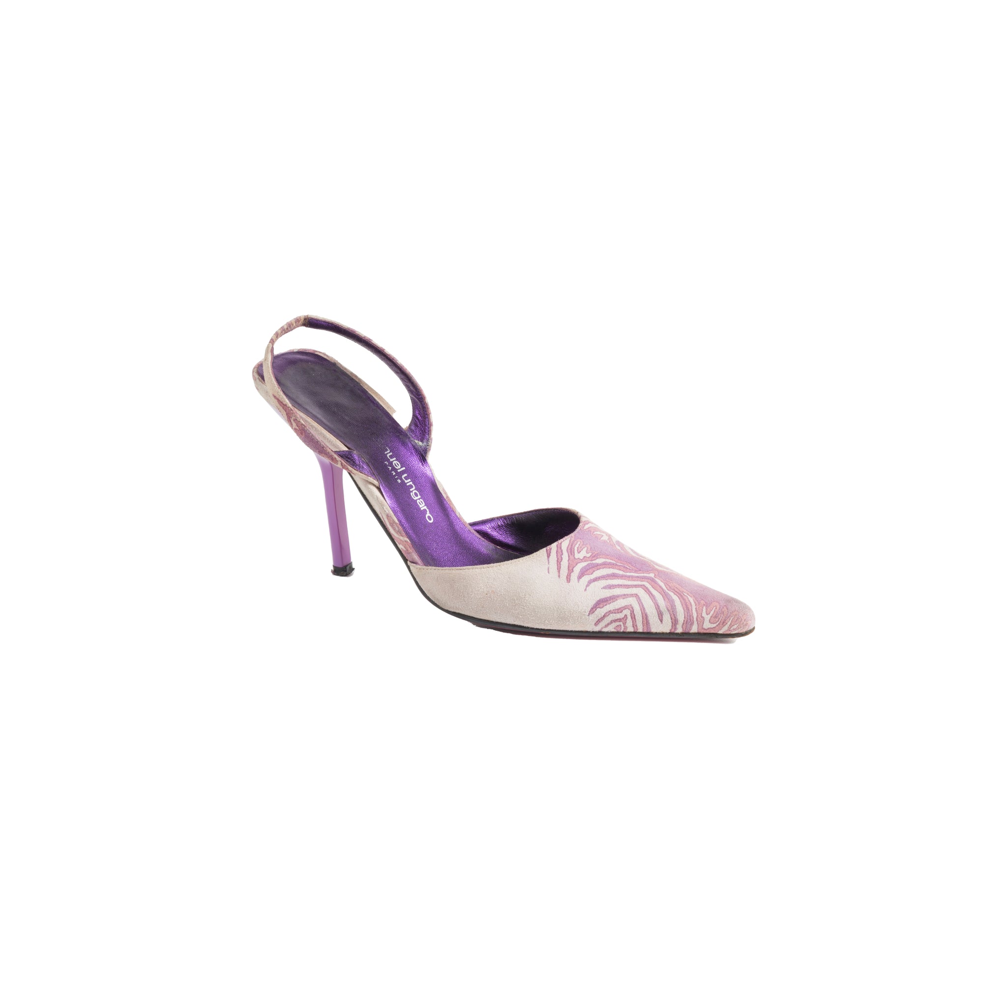 S/S 2001 lilac suede zebra slingbacks