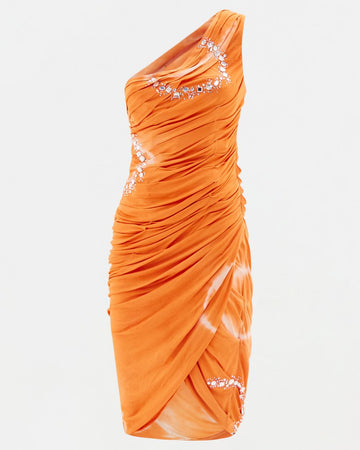 S/S 2010 one shoulder tie-dye Swarovski bodycon dress